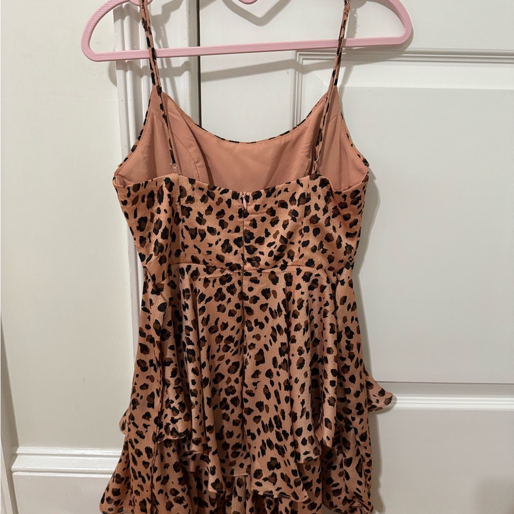 Hello Molly Leopard Print Ruffle Mini Dress - Picture 3 of 4